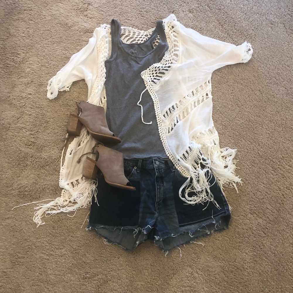 Off white shirt sleeve top/ cover up